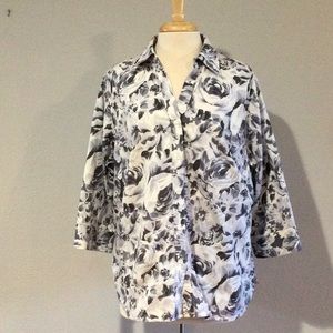 Westbound Woman Wrinkle Free 3/4 Sleeve Button Up Collared Blouse Size 1X